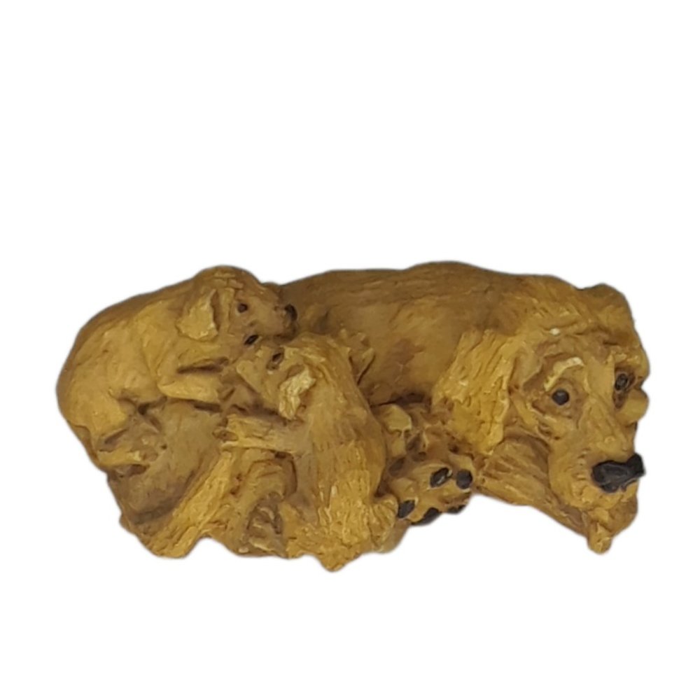 Stone Critters Littles Spaniel with Pups Vintage
